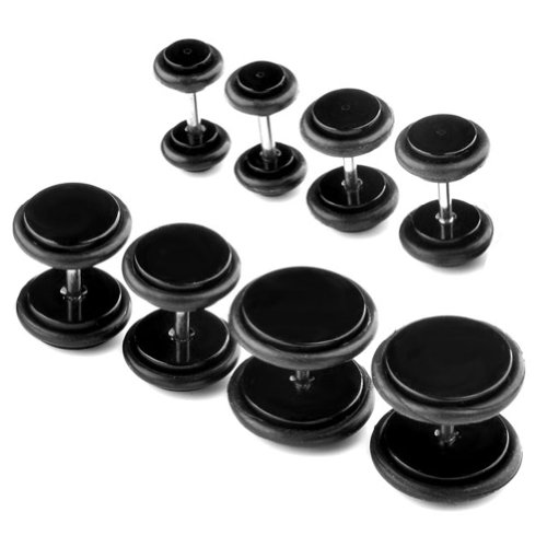 PiercingJ 8pcs Acrylic Barbell Stud Earring with O-ring Fake Illusion Plug Gauge Kit 6G-00G Look3