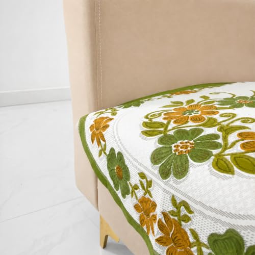 Image of Homerz Premium 'Surya Series' Sofa Cover | Stylish Sofa Protector | Net Fabric | Anti-Stain & Washable Slip Cover Exact Size Antislip (Daisy Green, 1 Seater, Seat Cover with Backrest)