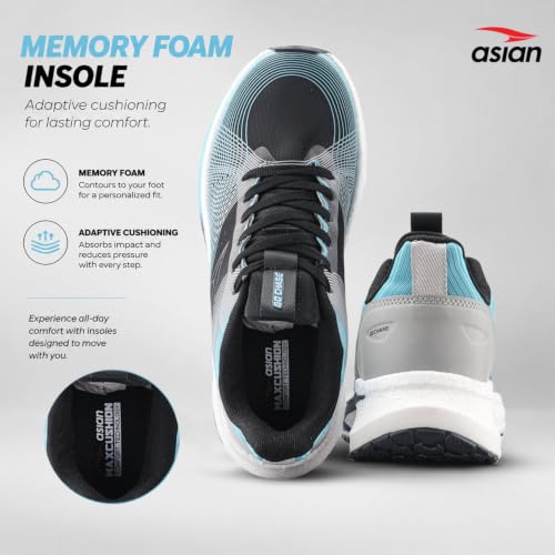 Image of ASIAN Hypercushion-09 Men's Running Shoes with Max Cushion Sole, Lace-Up Support, Lightweight Design for Running & Training