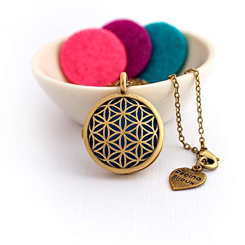 Difusor Pessoal Colar Aromaterapia Geométrico Ouro Velho