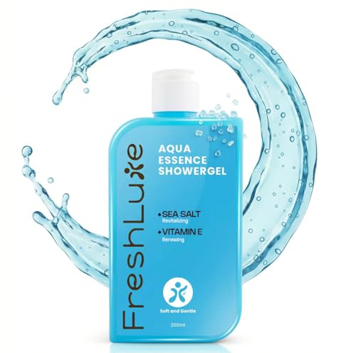 Image of Aqua Essence Body Wash Shower Gel for Men & Women - 200ml | Deep Hydration & Revitalizing with Sea Minerals & Natural Beads | Gentle Exfoliation Cleanser | For All Skin Types | Paraben Free