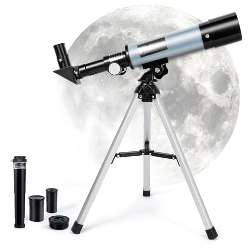 Telescopio Astronomico 360/50mm per Bambini e Principianti, Telescopio Rifrattore Portatile con Treppiede, Ingrandimento...