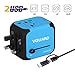 Produktbild VGUARD Universellen Reiseadapter Netzteil mit Doppel USB-Ports und EU/UK/US/AU Stecker Universal Ladestecker Ladegerät Ladeadapter Travel Adapter für Weltweit 150 Ländern - Blau
