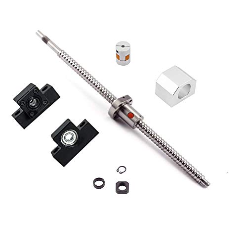 Ball Screw SFU1204 RM1204 Length 2000mm Diam 12mm with Ballnut and ballnut housing + end Supports EK/ EF10 + Coupler for CNC, Length Approx 78.74 inch/ 2000mm