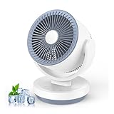 Leiser Tischventilator mit Kühlfunktion, 3 Geschwindigkeitsstufen, starker Luftstrom, 90° verstellbarer Neigungswinkel, Turbo-Luftzirkulation, tragbarer Ventilator für Schlafzimmer und Büro