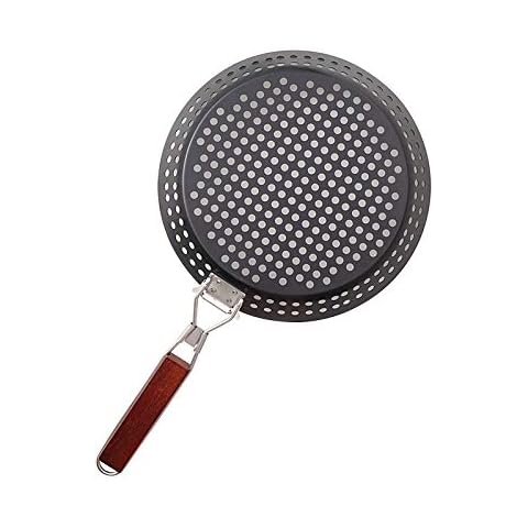 Hovico Nonstick Grilling 12" Skillet with Removable Handle, Nonstick Grilling Tray Durable Grill Pans with Holes for Outdoor Grill Small and Big Topper Baskets BBQ Accessories for Vegetable, Fish Cover