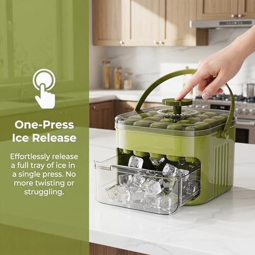 Molde portátil para cubitos de hielo con tapa verde miniatura 4