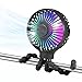 Ventilatore da passeggino, ventilatore da scrivania con treppiede flessibile, 3 velocità USB ricaricabile con luci LED, silenzioso ventilatore portatile per passeggino, ufficio, campeggio (nero)