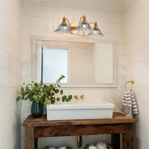 Image of XIEDUN Brass Grey Blue 3 Light Vanity Light
