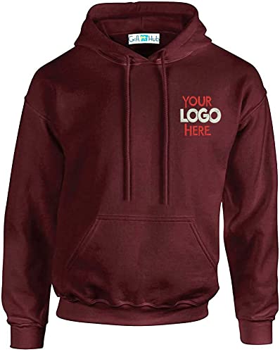 Gift Hub Personalised Embroidery Embroidered Hoodie Logo Pullover Workwear Maroon