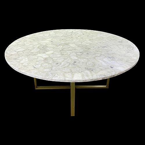 Table basse en agate blanche style royal d'exception pour salon chic - 3