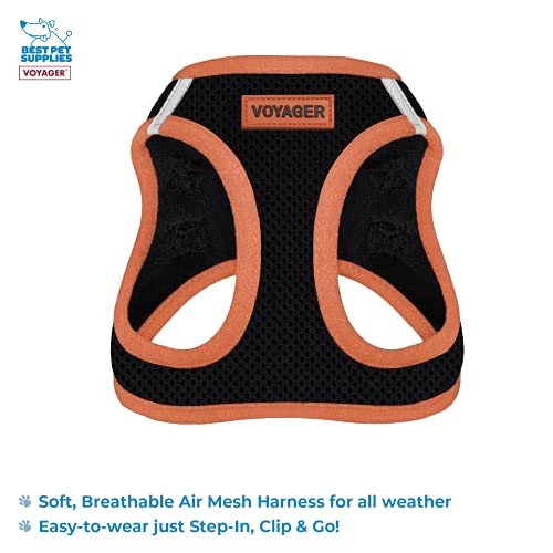 Image of Voyager Step-in Air All Weather Mesh Harness and Reflective 5 ft Dog Leash with Neoprene Handle for Small, Medium and Large Breed Puppies by Best Pet Supplies - Orange Trim, L