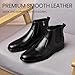 Holy dove Mens Black Chelsea Dress Boots with Side Zipper & Slip-On Ankle, Genuine Leather Casual Boots for Men, Size 9