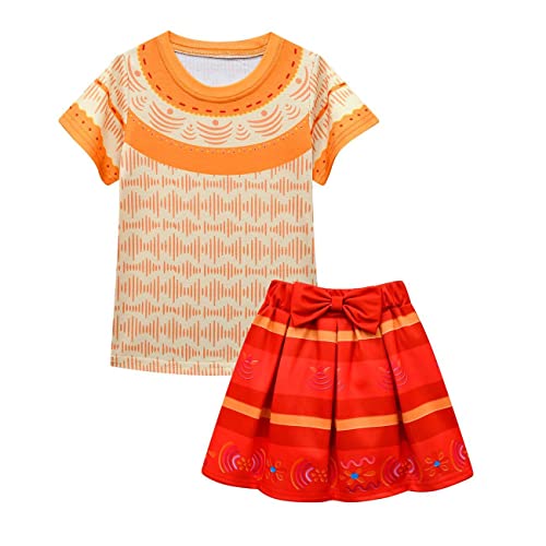 Henzworld Girls Dolores Costume Cartoon Movie Character Dress Magic Family Dress Up Cosplay Birthday Fancy Party Flower Skirt Orange 6-7 Years #TOP6