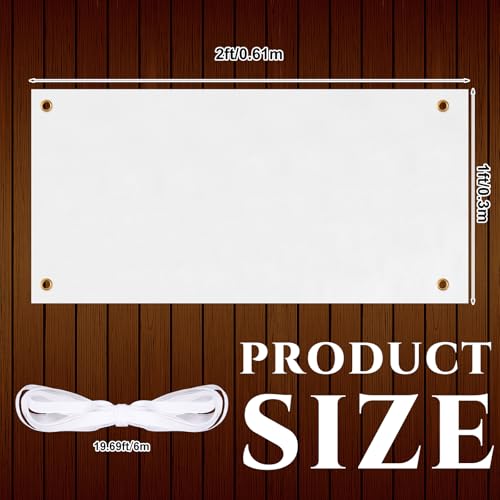 Image of Zonon Large Blank Banners And Signs Polyester Oxford Cloth Sublimation Banner To Decorate With Hanging Rope For Indoor Wall Outdoor Easy to Hang DIY Signs For Business Office(White,1 x 2 Feet)