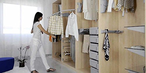 Wood Technology Superlift Pull Down Closet Rod System, Grey, With Side-Mounted Multi-Position Tensioners For Wardrobe Storage #TOP6