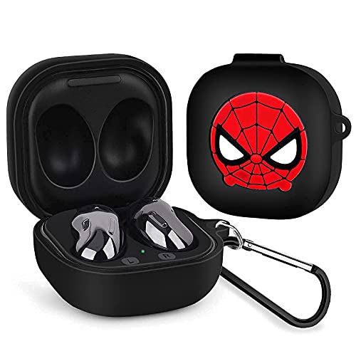 Surmoler Black Case Designed for Galaxy Buds 2 / Live/Galaxy Buds Pro Earphone Soft Silicone Cover for Samsung Buds Live Protective Case with Buckle (Black)