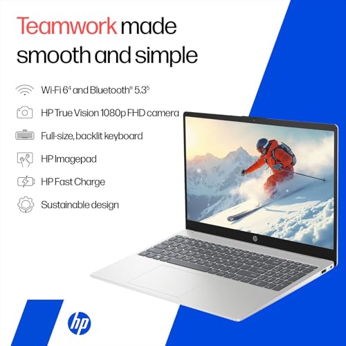 Image of HP 15, Intel Core 5-120U (8GB DDR4, 512GB SSD) FHD, Anti-Glare, Micro-Edge, 15.6'' /39.6cm, Win11, M365 Basic(1yr), Office Home24, Silver,1.59kg, fd0651TU, FHD Camera w /Privacy Shutter, Backlit Laptop