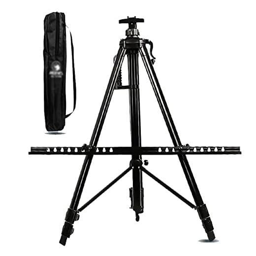 Strong and Durable 188CM Aluminum Art Easel Portable Tripod Stand Retractable Feet Non- Slip Feet Students and Beginners Holds Canvas Art Up to 88CM (Color : Black)