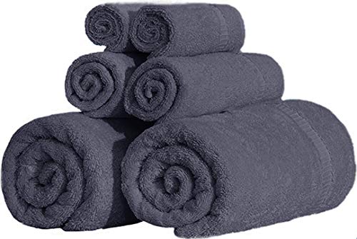 Salbakos Cambridge Ultra Luxury Hotel Collection & Spa Bath Towels Turkish Cotton Bath Towels Made In Turkey 700Gsm Eco-Friendly - Shower - Toallas De Baño/Bano Bulk Save (6 Piece Set, Gray) #TOP3