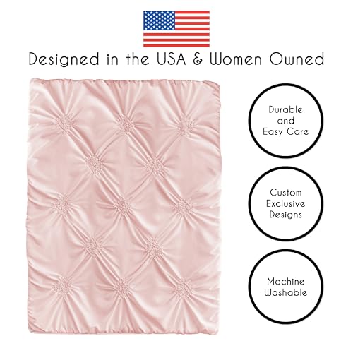 Image of Sweet Jojo Designs 4-Piece Baby Crib Bedding Set (Pink Shabby Chic) for Girls, Infants /Nursery incl. Blanket, Fitted Sheet, Skirt, Diaper Stacker (Elegant, Diamond, Blush, Princess Harper Collection)