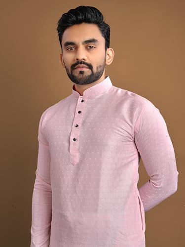 men's jecquerd kurta pajama set tunic treditional kurta payjama wear for puja and eid (B-PK)4