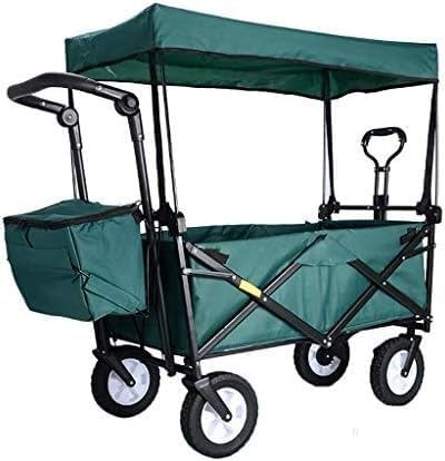 Folding Garden Trolley Cart with Canopy Portable Shopping Cart Load: 80kg