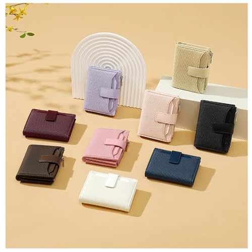 Women's Wallets Coming Short Women's Handheld Fold Zipper PU Leather Card Holder Cloth Wallet for Change，Credit Card(Black)4