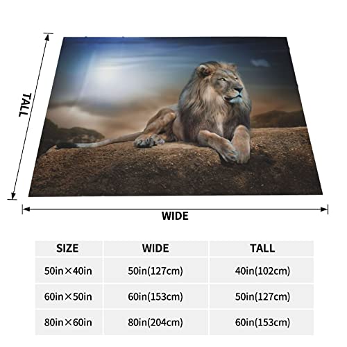 Lion Blanket Lion King Throw Blanket For Adults Moonlight Lion Decor Animal Blanket Super Warm Soft Plush Lightweight Fleece Flannel Blanket Winter Sofa Bedding Blanket Gifts For Kids Women 50"X60" #TOP6