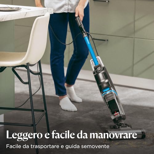 Bissell CrossWave HF2, Aspirapolvere Con Filo, Aspira e Lava Insieme, Scopa Elettrica Leggero, Lavasciuga Pavimenti, Lavapavimenti Potente, Vacuum Cleaner, Solo per Pavimenti Duri, 3845N - 4