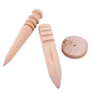 lergdschap,3 Types Wooden Leather Edge Burnisher Polished Grinding Tool(3 Holz Leder Handwerk Rand Slicker, Holzkante Slicker Multi-Size-Burnisher in 1 Set) DIY Handwerkzeug(3