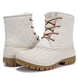 STQ Womens Winter Boots Waterproof Duck Boots Slip On Snow Boots Warm Wood Size 10