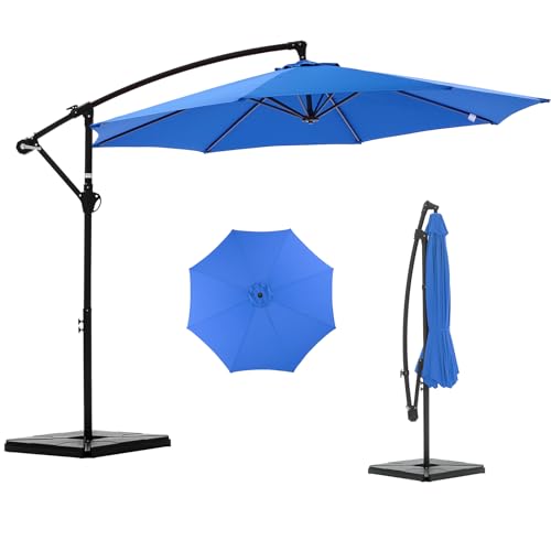 NEWBULIG 10FT Patio Umbrella with Base Included, Offset Cantilever Outdoor Patio Table Umbrella, UV...