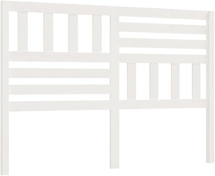 White Solid Pine Wood Headboard 146 x 4 x 100 cm Tall Panel for Beds, Modern Rustic Bed Head with Natural Grain Finish for Bedroom, Easy Assembly