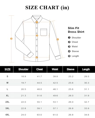 Alimens & Gentle Mens Dress Shirts 4-Way Stretch Long Sleeve Collared Casual Solid Wedding Dating Button Down Shirt White thumb #3