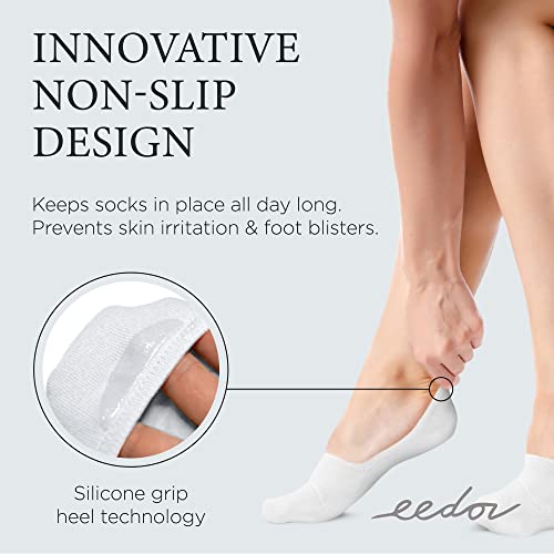 Eedor No Show Socks Womens - 8 Pairs Thin No Show Socks For Women - Non Slip Flat Boat Line Low Cut Socks Multi Color Large (8-10) #TOP4