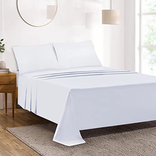 Mejoroom Queen Sheet Set - Hotel Luxury 1800 Bedding Sheets & Pillowcases - Deep Pocket Fitted Sheet, Hypoallergenic, Wrinkle& Breathable, Fade Resistant - 4 Piece (Queen,White) #TOP1