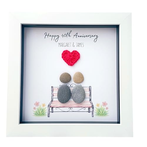 Personalised Ruby Wedding Anniversary Present Pebble Art 40th Wedding Anniversary Keepsake for Husband and Wife Unique Gift for Couple