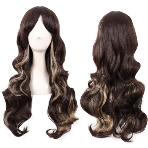 Perruque brune 70cm synthétique pour masquer des cheveux clairsemés - 3
