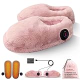 Ewarmer Rechargeable Heated Slippers for Cold Feet, Cordless Walking Foot Warmer Indoor, 4-8 Hours Heating,Washable,Light Weight,Next Generation Heating Pad (Pink, Standard)