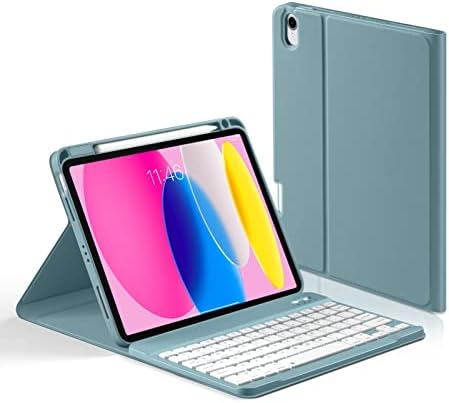 GUDOU iPad 10th Generation Case with Keyboard 10.9 Inch 2022,Smart iPad Case with Soft TPU Back [Support Auto Wake/Sleep&Pencil Holde] Keyboard Case for Latest iPad 10th Gen 10.9 inch 2022(Blue)