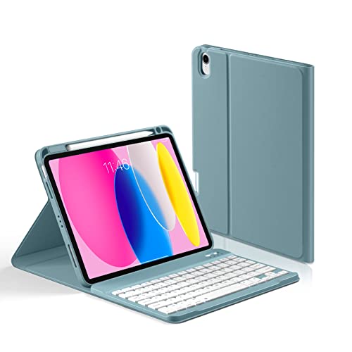 Gudou Ipad 10Th Generation Case With Keyboard 10.9 Inch 2022,Smart Ipad Case With Soft Tpu Back [Support Auto Wake/Sleep&Pencil Holde] Keyboard Case For Latest Ipad 10Th Gen 10.9 Inch 2022(Blue) #TOP25