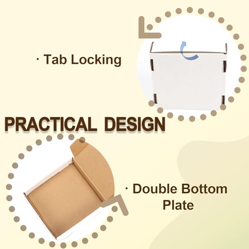 Image of WIFTREY 100 Pcs 4X4X1 inches Small Shipping Boxes, White Corrugated Cardboard Box for Packaging Small Business, Moving, Literature Mailer