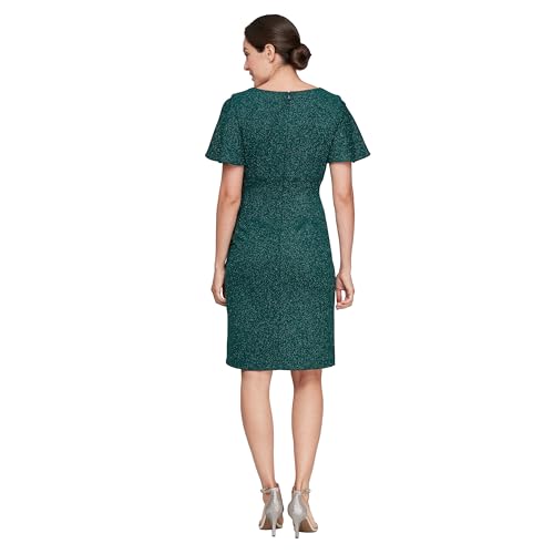Image of S.L. Fashions Womens Midi V-Neck Sheath Cocktail Dress W /Flutter Sleeves, Wedding Guest (Petite and Regular Sizes)