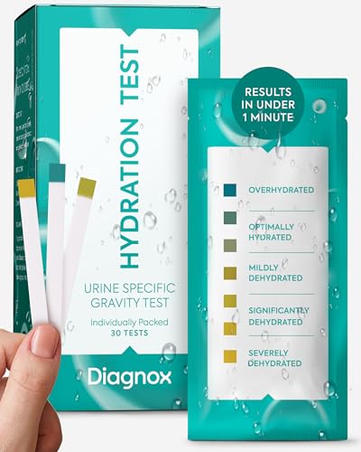 Diagnox Health Hydration Test Strips Specific Gravity Urine Test Strips to Track Hydration Levels Instant Results in 45 Seconds Individually Wrapped Dehydration Testing Kit 30 Tests