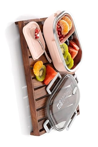 Image of Stainless Steel Lunch Box | Steel Tiffin Box for School & Office, Kids | Leak-Proof | Light Weight | Easy to Clean & Carry | Durable | 800 ml | Peach
