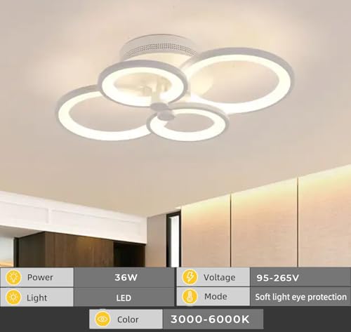 Image of PANCA Ceiling Light for Hall, Minimalist LED Light for Room, Surface Lights, Fancy Lights for Living Room, Chandelier Light, Roof Lights, False Ceiling Light (4 Ring LED Light)