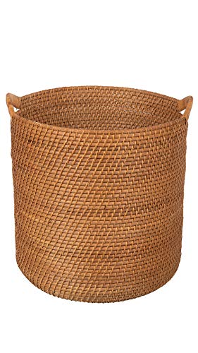 Kouboo 1060095 Laguna Round Ear Handles, Honey-Brown Rattan Storage Basket #TOP5