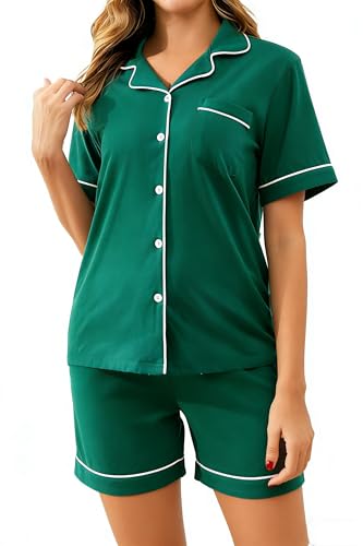 Image of 100% Cotton Pajama Sets for Women 2 Piece Long Sleeve Button Down Pjs Soft Comfy Ladies Sleepwear Lounge Sets S-XL