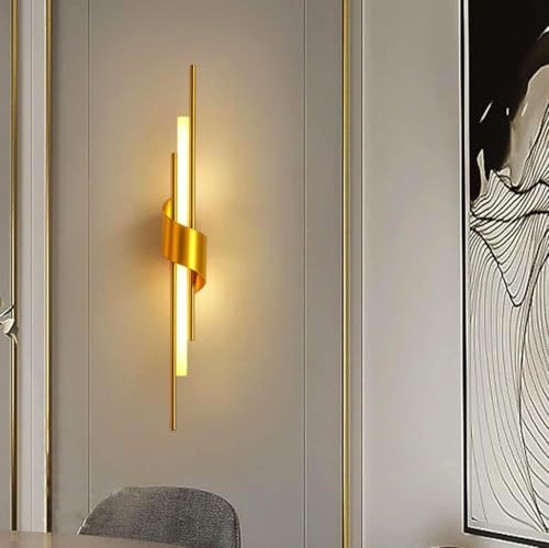 Image of Groeien 12w Modern LED Long Wall Sconce Gold Spiral Beam Acylic Wall Light for Bedroom Living Room Corridor Lighting Fixtures Wall Mount(Spiral Beam, 1)